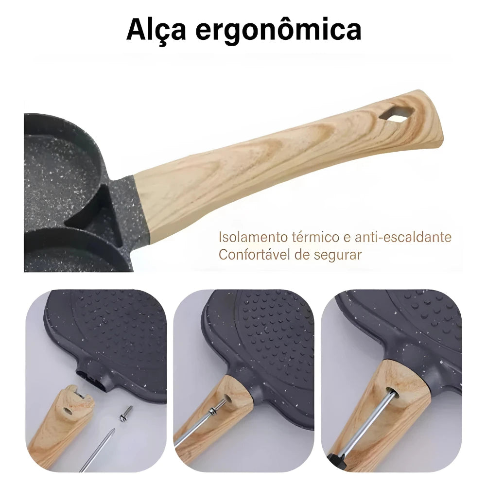Non-stick frying pan with 3 compartments