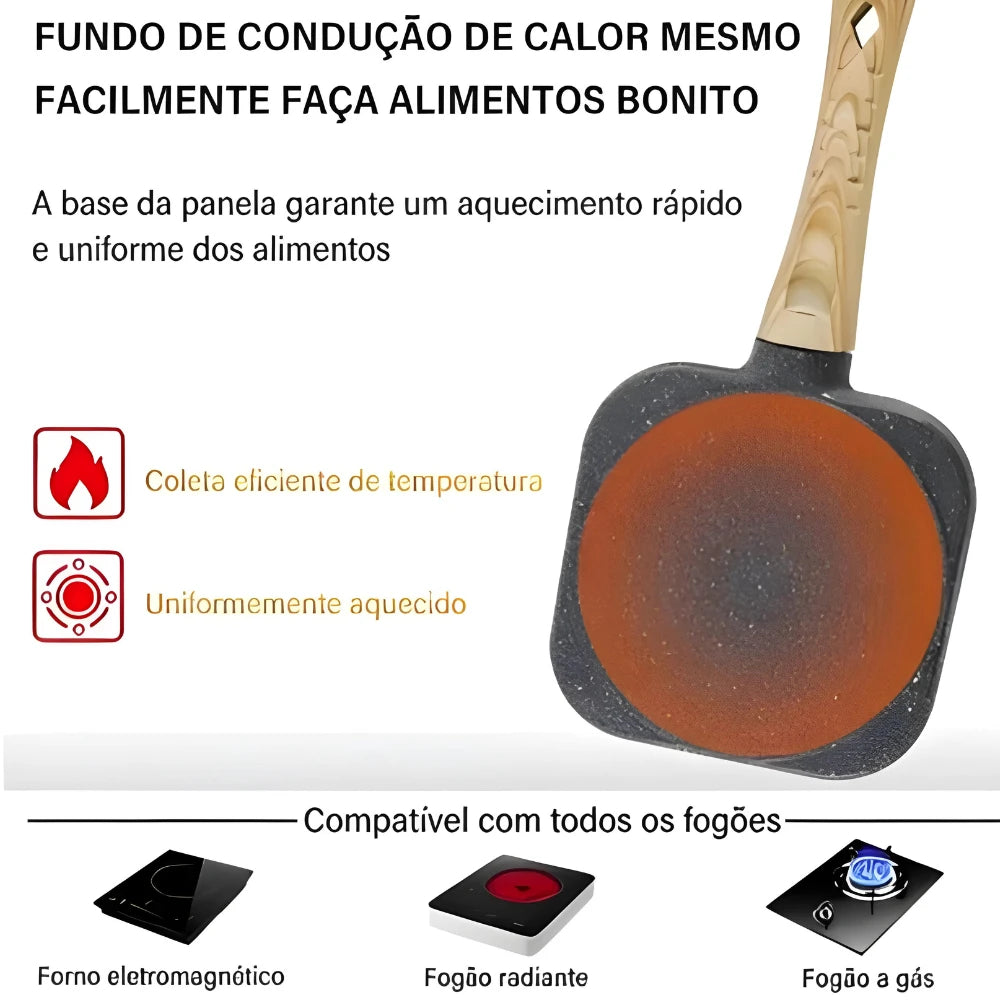 Non-stick frying pan with 3 compartments
