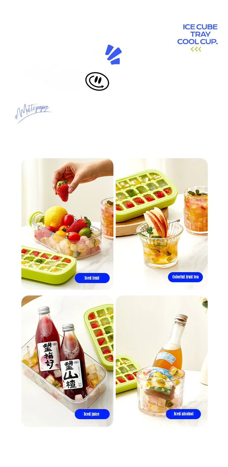 BOTTLE - Anti-leak Ice Mold with Lid + Innovative Straw