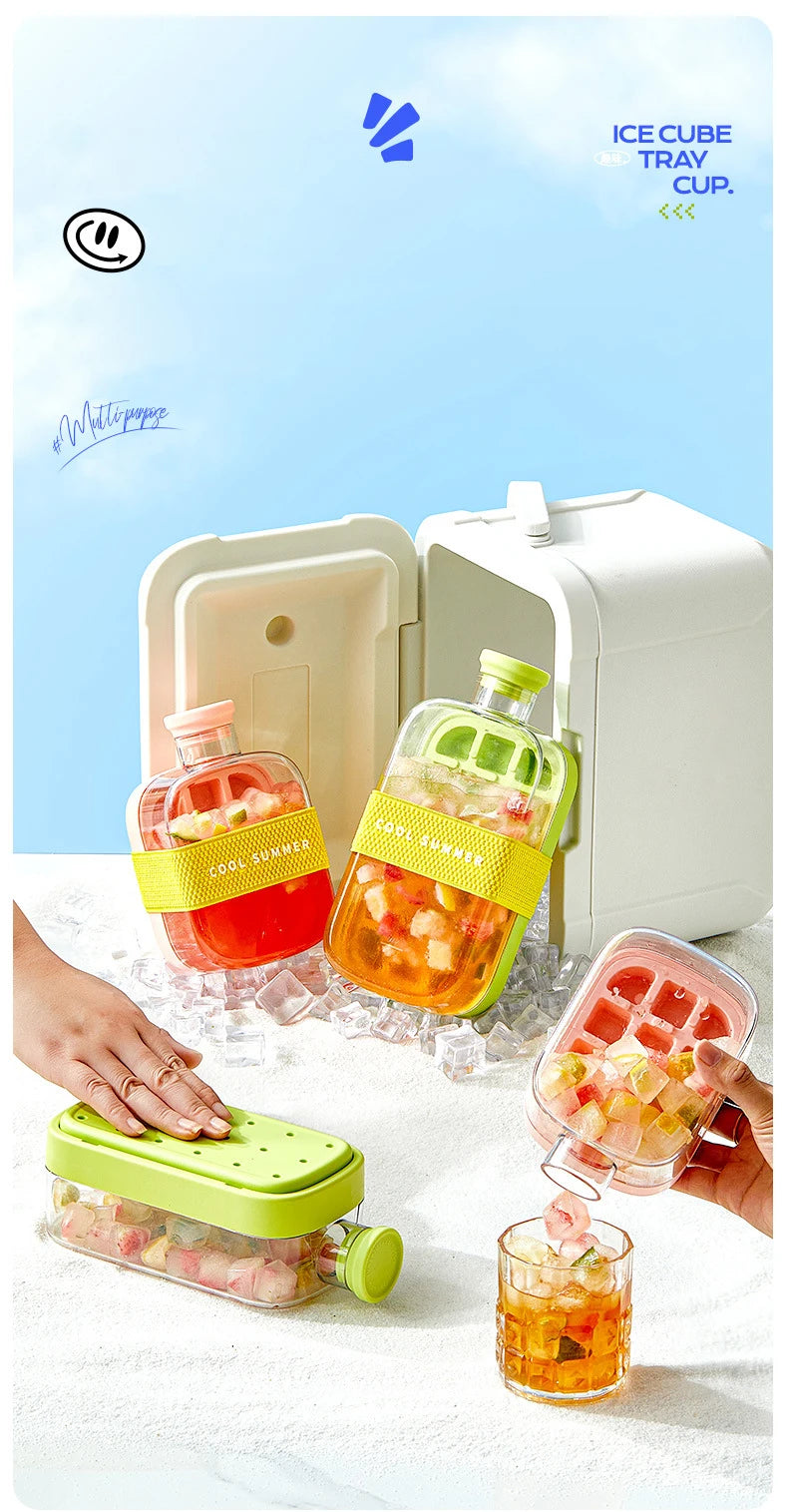 BOTTLE - Anti-leak Ice Mold with Lid + Innovative Straw