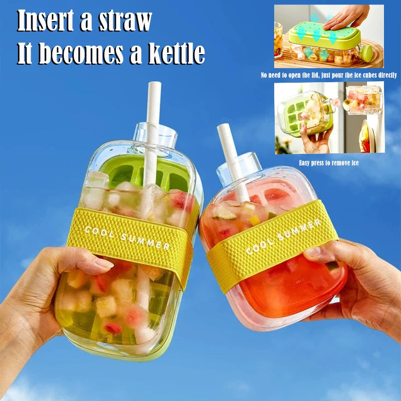 BOTTLE - Anti-leak Ice Mold with Lid + Innovative Straw