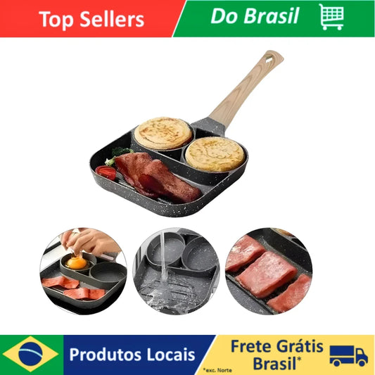 Frigideira antiaderente com 3 divisórias