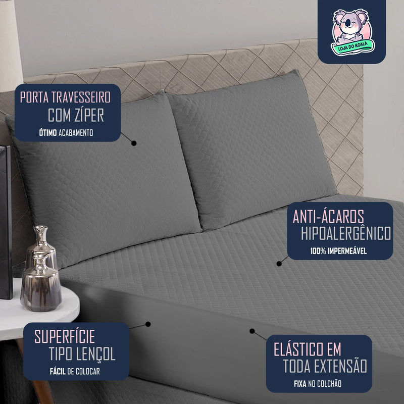 4 Layers Waterproof Mattress Cover Kit + Single Pillow/Couple/Queen/King Waterproof Protector