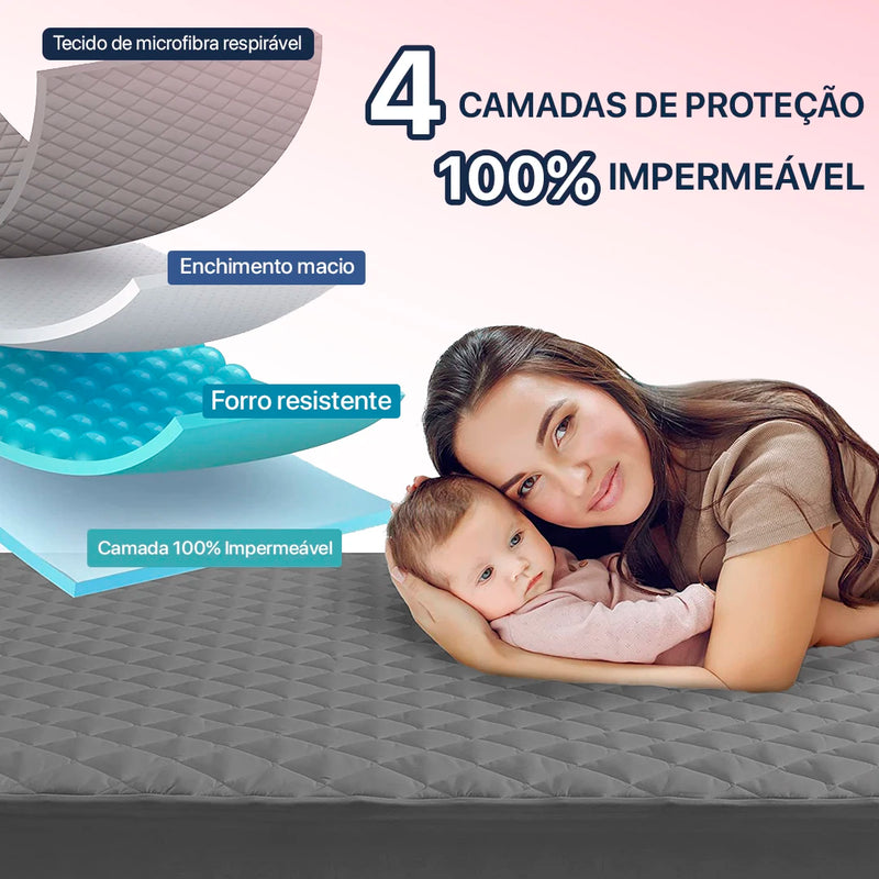 4 Layers Waterproof Mattress Cover Kit + Single Pillow/Couple/Queen/King Waterproof Protector