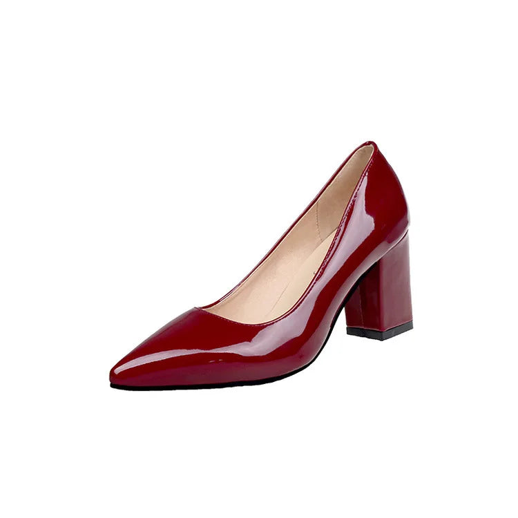High-heeled Shoes Women 2024 Pointed Shallow Mouth Shoes Women's Thick-heeled Fashion Shoes Plus Size 43  Zapatos Para Mujer