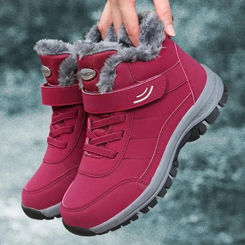 Women Snow Boots Winter Platform Shoes Fur Warm Ankle Boots Plush Comfortable Outdoor Non-slip Hiking Walking Motorcycle Boots