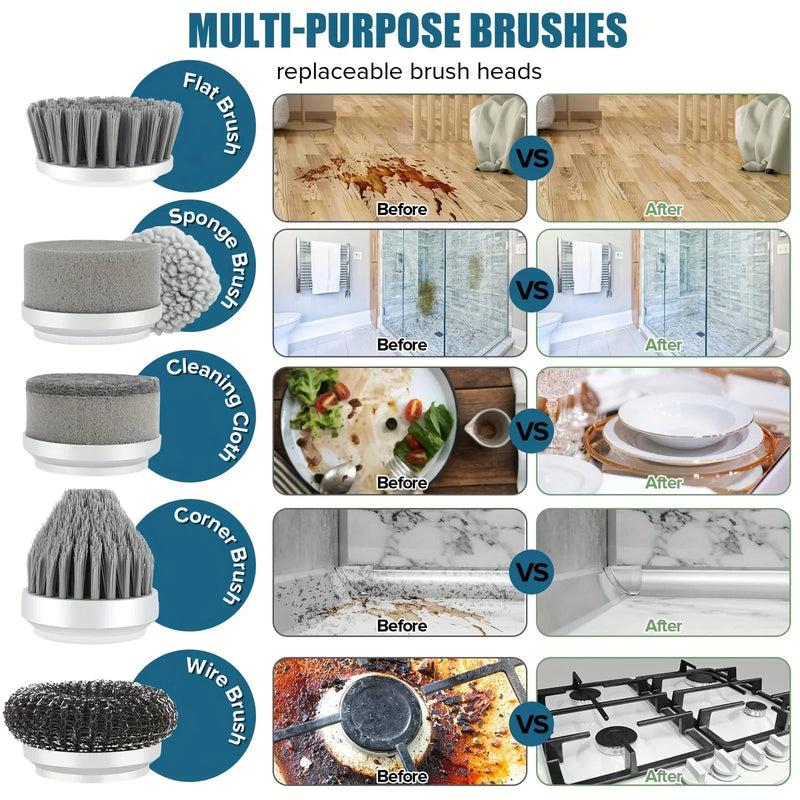 Xiaomi Electric 5 in 1 Powerful Cleaning Brush Spin Scrubber Brush Deep Cleaning with 5 Replaceable Heads For Bathroom Kitchen