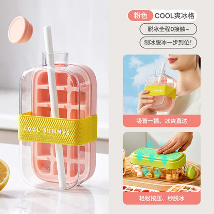 BOTTLE - Anti-leak Ice Mold with Lid + Innovative Straw